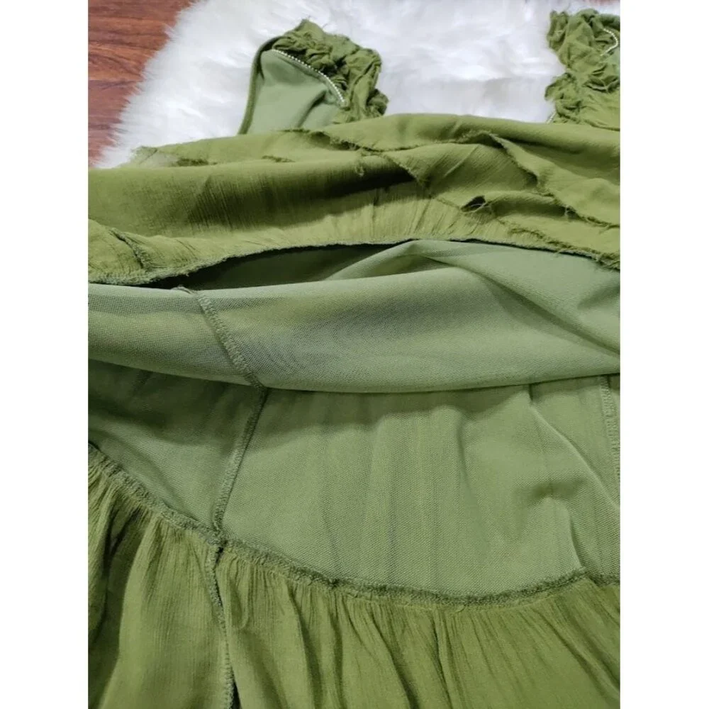 Free People Sleeveless Whimsy Raw Hem Mini Goth Artsey Gauzy Festival Dress M - Picture 9 of 10